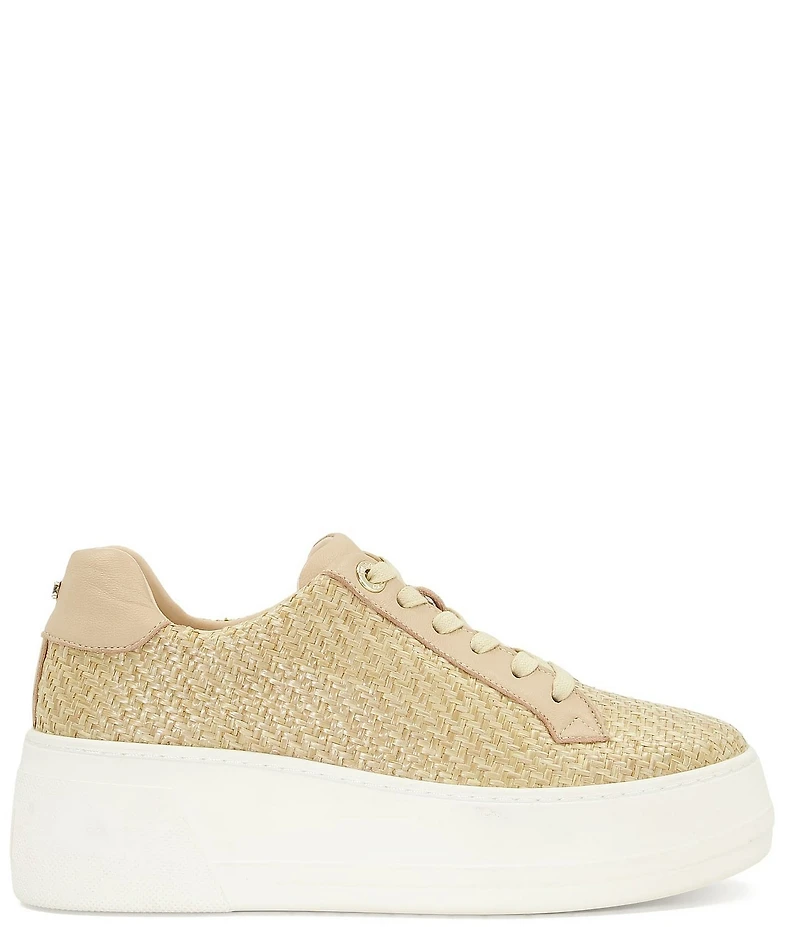 Dune London Episode Woven Raffia Platform Sneakers