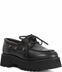 Dune London Griffyn Leather Lace Up Platform Boat Shoes