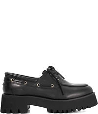 Dune London Griffyn Leather Lace Up Platform Boat Shoes