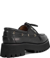 Dune London Griffyn Leather Lace Up Platform Boat Shoes