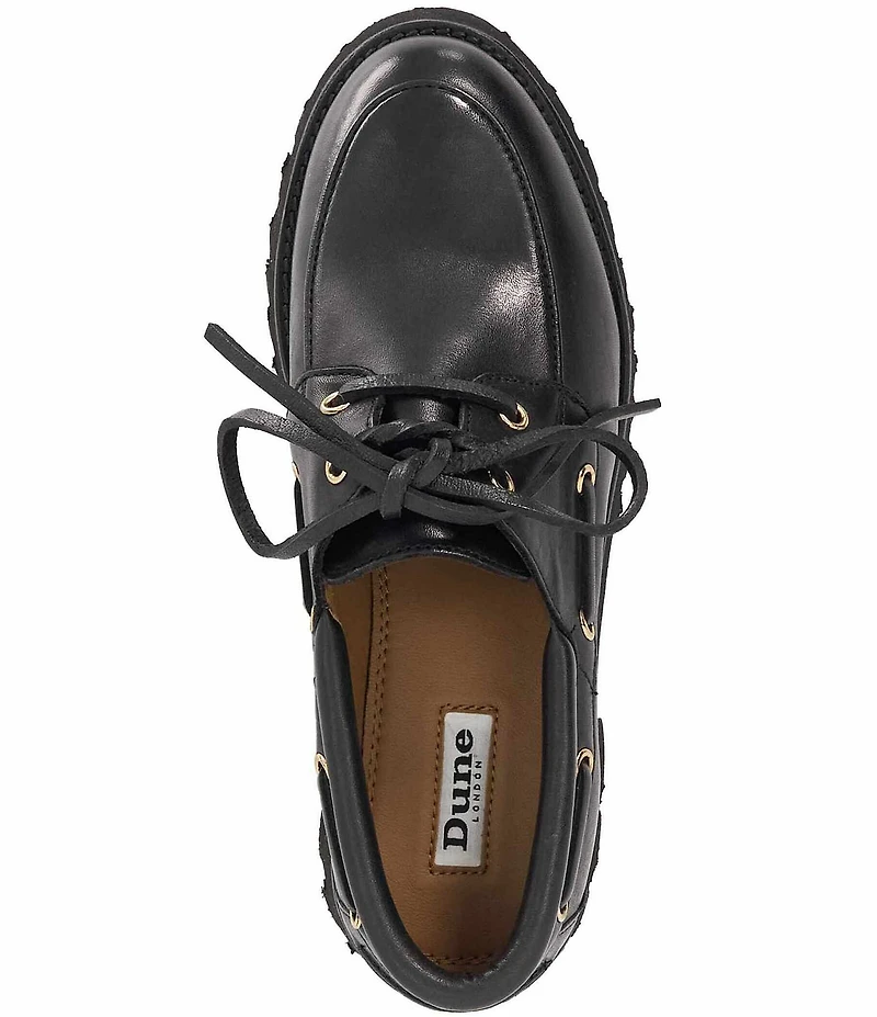 Dune London Griffyn Leather Lace Up Platform Boat Shoes