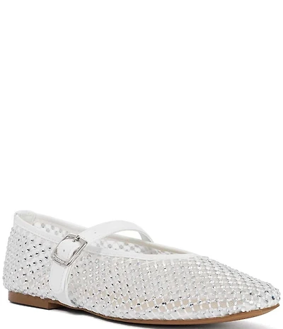 Dune London Haislee Rhinestone Mesh Mary Jane Ballet Flats