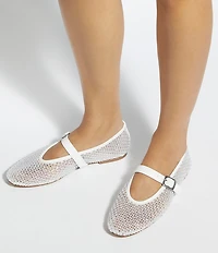 Dune London Haislee Rhinestone Mesh Mary Jane Ballet Flats
