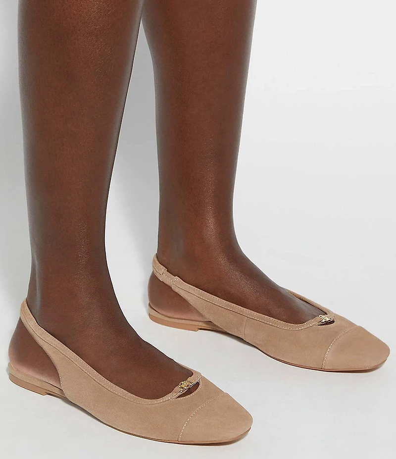 Dune London Hanna Suede Slingback Cap Toe Ballet Flats
