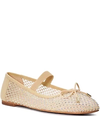 Dune London Happening Rhinestone Fishnet Mesh Ballet Flats