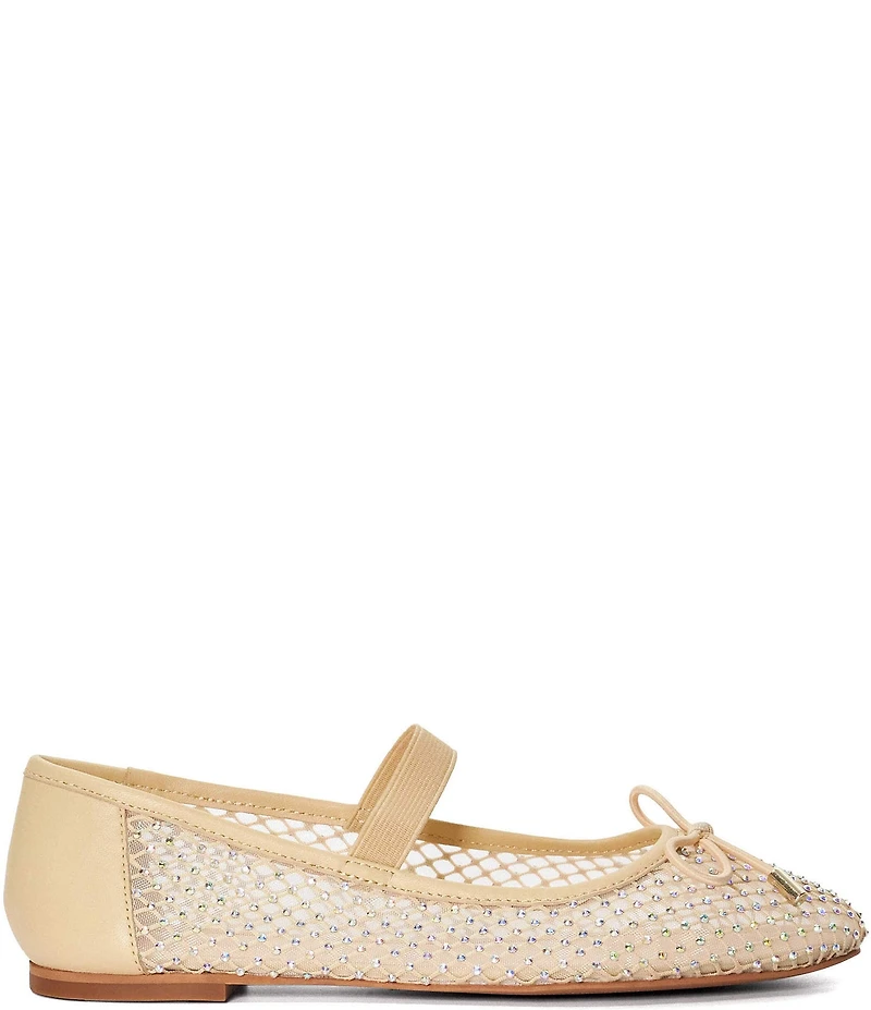 Dune London Happening Rhinestone Fishnet Mesh Ballet Flats