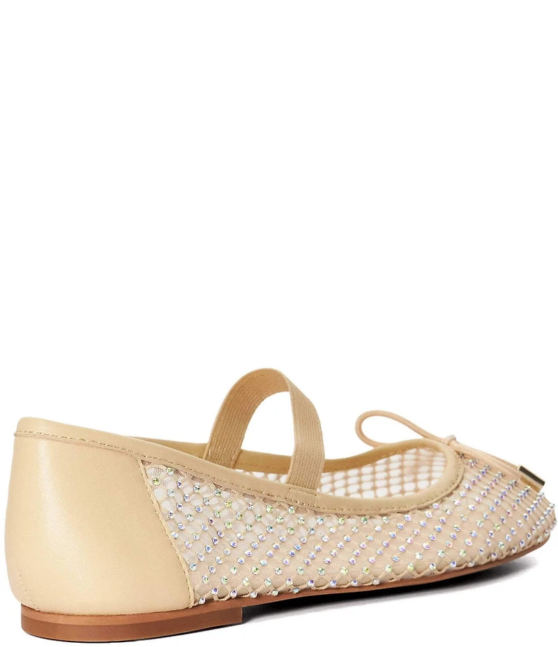Dune London Happening Rhinestone Fishnet Mesh Ballet Flats