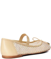 Dune London Happening Rhinestone Fishnet Mesh Ballet Flats