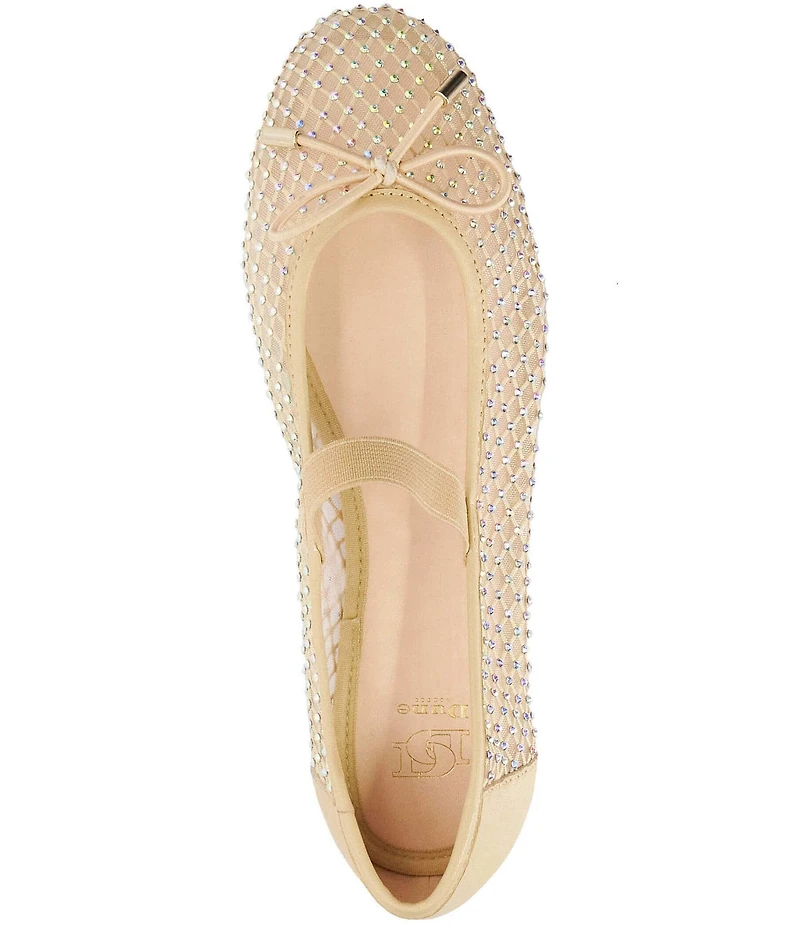 Dune London Happening Rhinestone Fishnet Mesh Ballet Flats