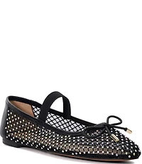 Dune London Happening Rhinestone Fishnet Mesh Ballet Flats
