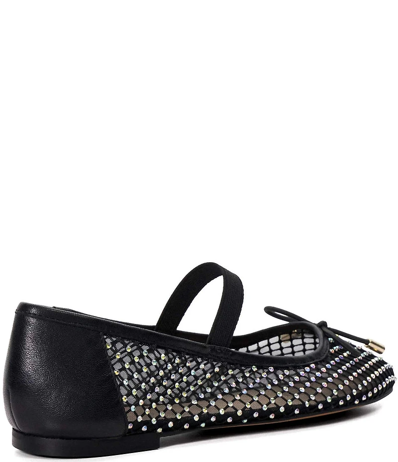 Dune London Happening Rhinestone Fishnet Mesh Ballet Flats