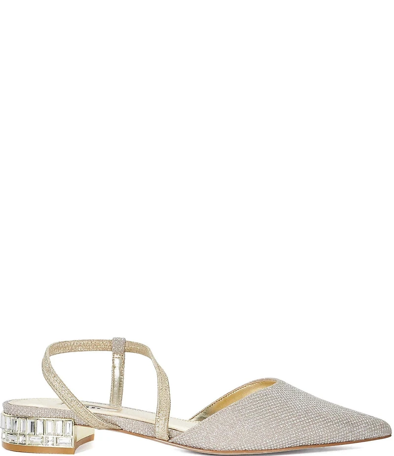 Dune London Harlem Glitter Fabric Dress Flats