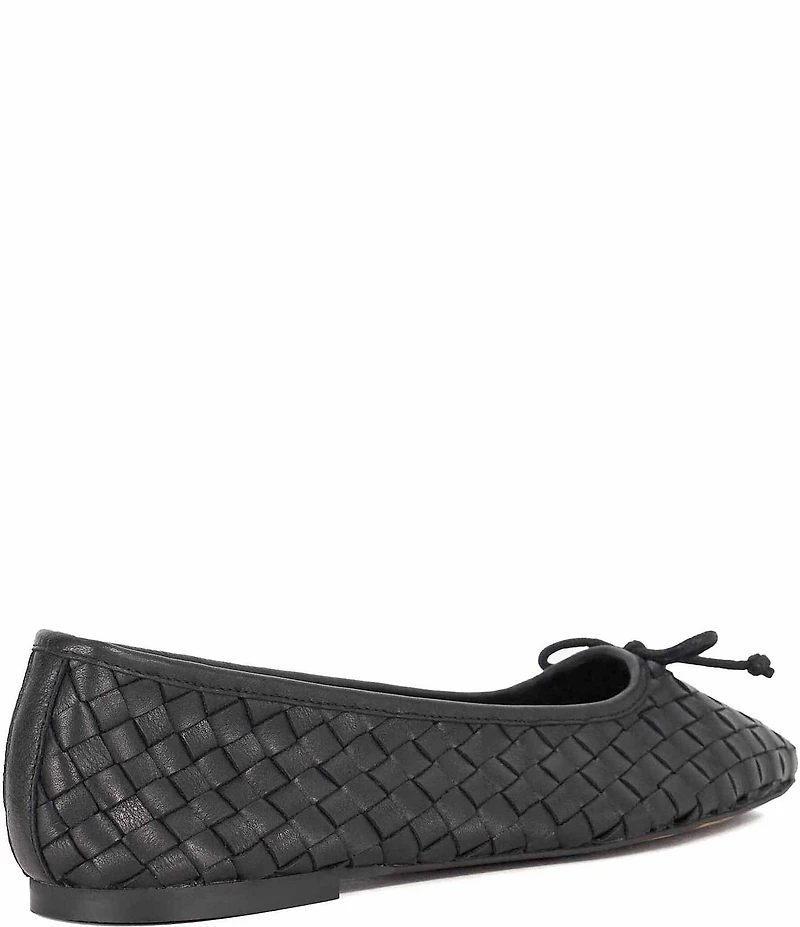 Dune London Heat Woven Leather Bow Ballerina Flats