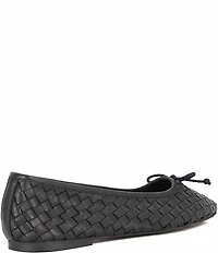 Dune London Heat Woven Leather Bow Ballerina Flats