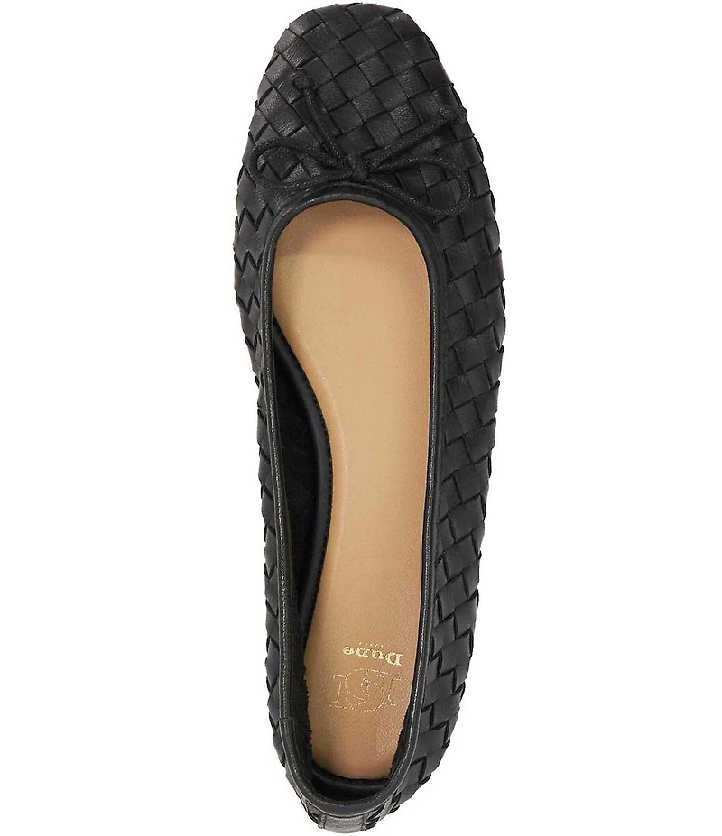 Dune London Heat Woven Leather Bow Ballerina Flats