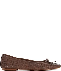 Dune London Heat Woven Leather Bow Ballerina Flats