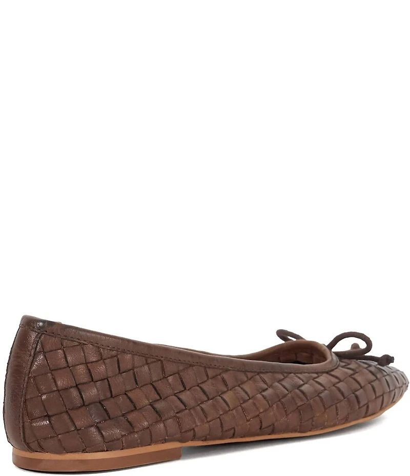 Dune London Heat Woven Leather Bow Ballerina Flats