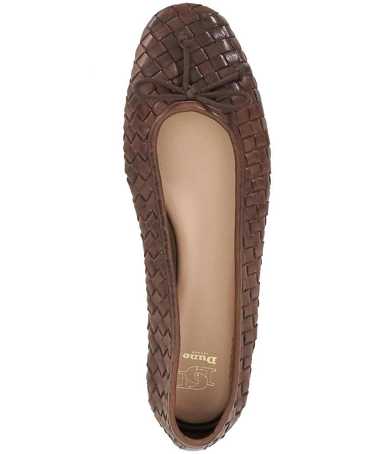 Dune London Heat Woven Leather Bow Ballerina Flats