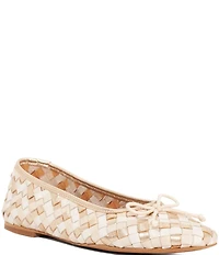Dune London Heat Woven Leather Bow Ballerina Flats