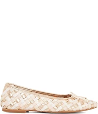 Dune London Heat Woven Leather Bow Ballerina Flats