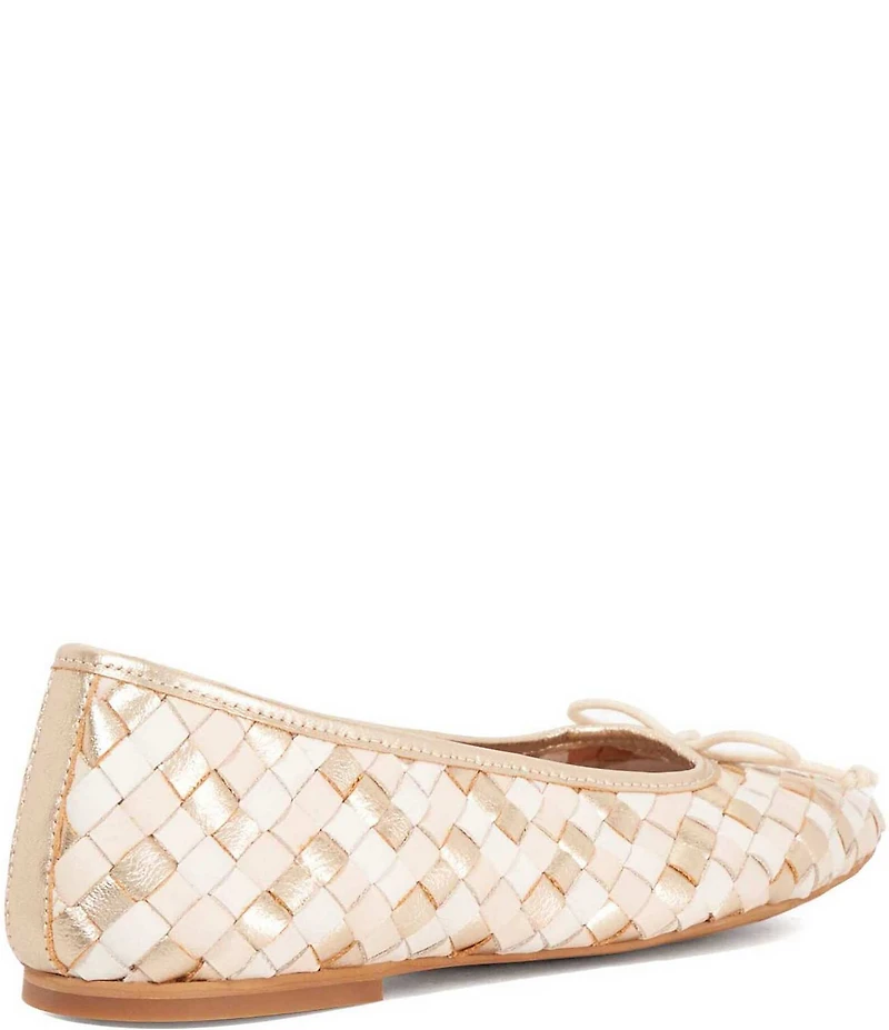 Dune London Heat Woven Leather Bow Ballerina Flats