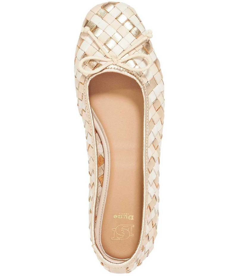 Dune London Heat Woven Leather Bow Ballerina Flats