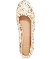 Dune London Heat Woven Leather Bow Ballerina Flats