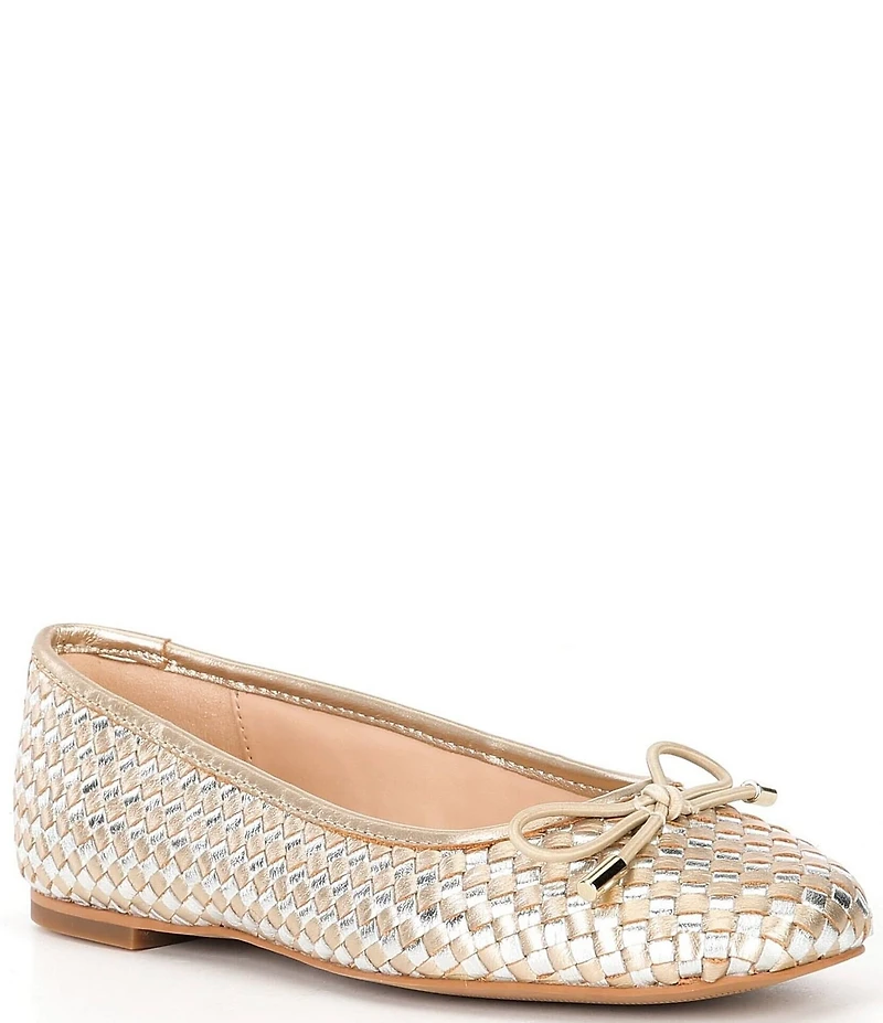 Dune London Heights Metallic Woven Leather Ballet Flats