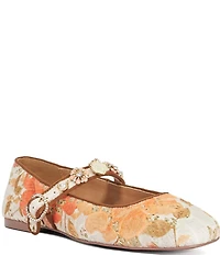 Dune London Hennrietta Floral Print Flower Ornamented Mary Jane Ballet Flats