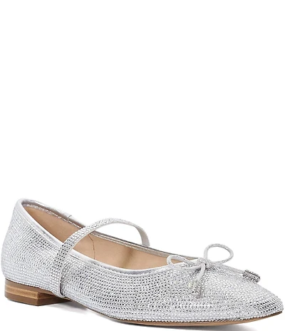 Dune London Holly Rhinestone Bow Detail Mary Jane Ballet Flats