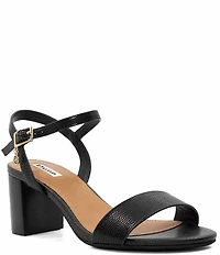 Dune London Jelly Lizard Embossed Leather Block Heel Sandals
