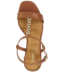 Dune London Josina Leather Chain Strap Block Heel Sandals