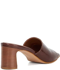 Dune London Jule Patent Leather Stacked Heel Banded Slide Sandals