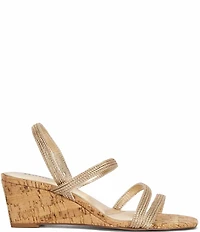 Dune London Kali Rhinestone Elastic Cork Wedge Sandals