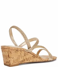 Dune London Kali Rhinestone Elastic Cork Wedge Sandals