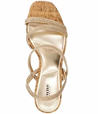 Dune London Kali Rhinestone Elastic Cork Wedge Sandals