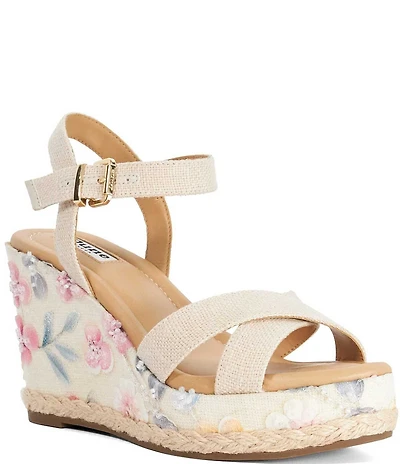 Dune London Kalmiah Floral Wedge Sandals