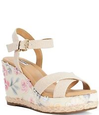 Dune London Kalmiah Floral Wedge Sandals