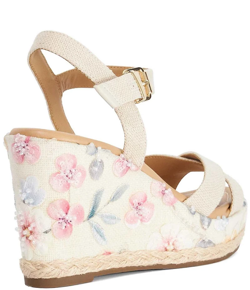 Dune London Kalmiah Floral Wedge Sandals