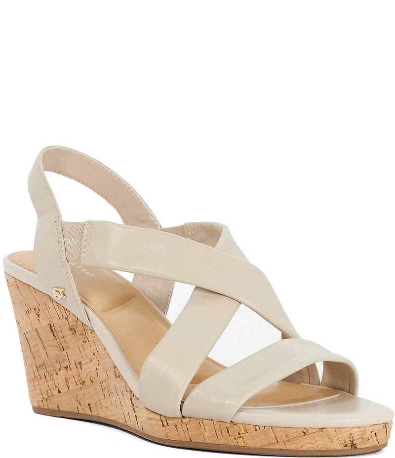 Dune London Kamies Leather Cork Wedge Sandals