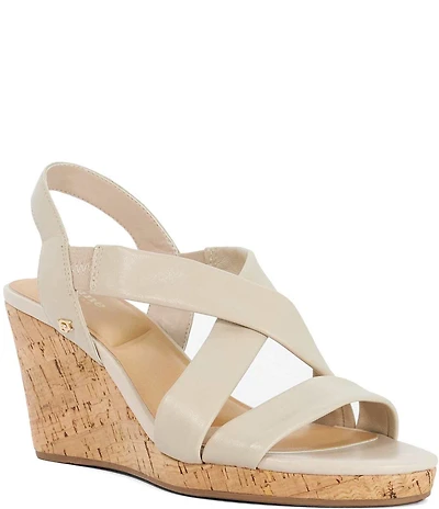 Dune London Kamies Leather Cork Wedge Sandals