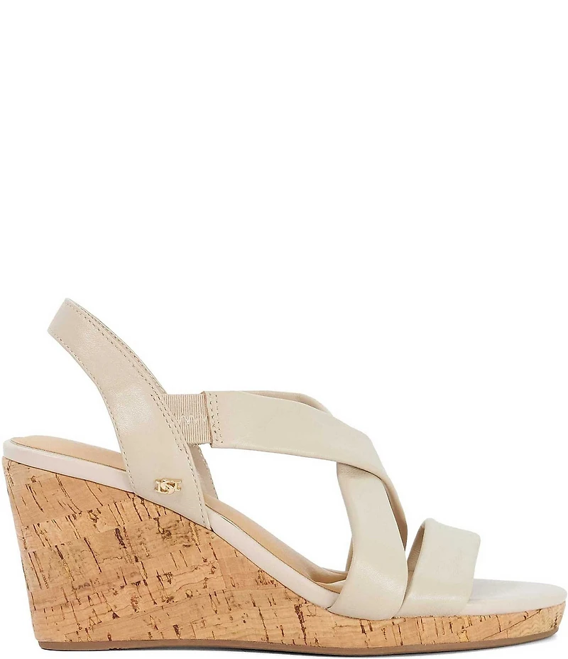 Dune London Kamies Leather Cork Wedge Sandals