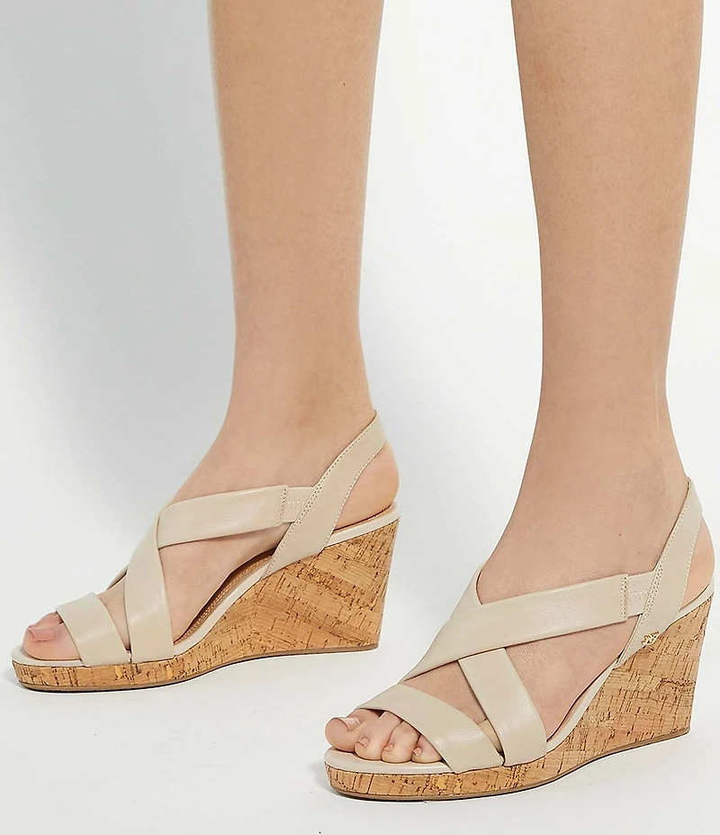 Dune London Kamies Leather Cork Wedge Sandals