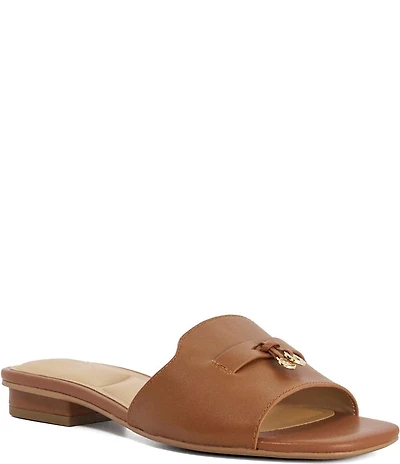 Dune London Lindo Leather Charms Tassel Slide Sandals