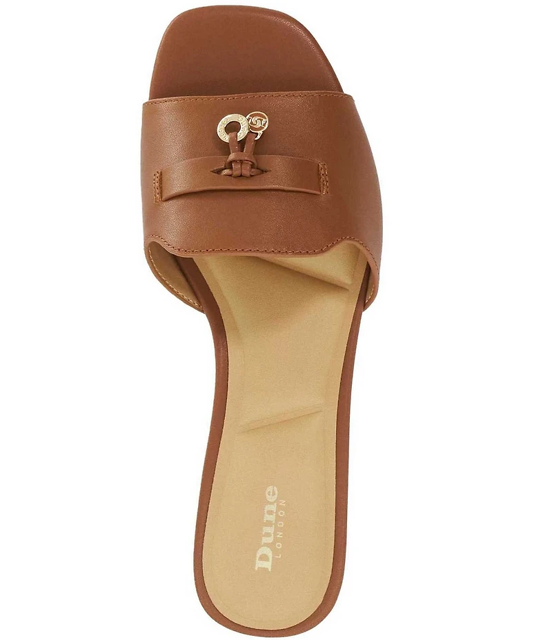 Dune London Lindo Leather Charms Tassel Slide Sandals