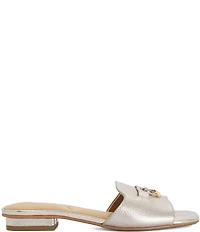 Dune London Lindo Metallic Leather Mini Tassel Slide Sandals