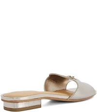 Dune London Lindo Metallic Leather Mini Tassel Slide Sandals