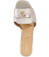 Dune London Lindo Metallic Leather Mini Tassel Slide Sandals