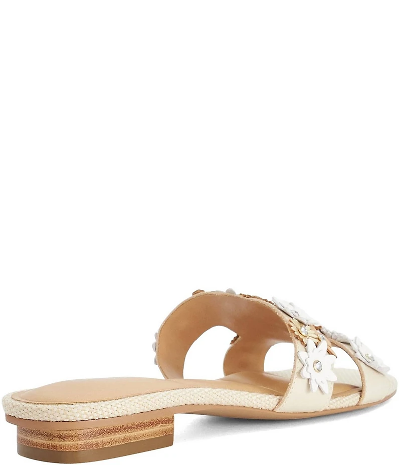 Dune London Loupes Floral Embellished Leather Slip On Sandals