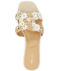 Dune London Loupes Floral Embellished Leather Slip On Sandals